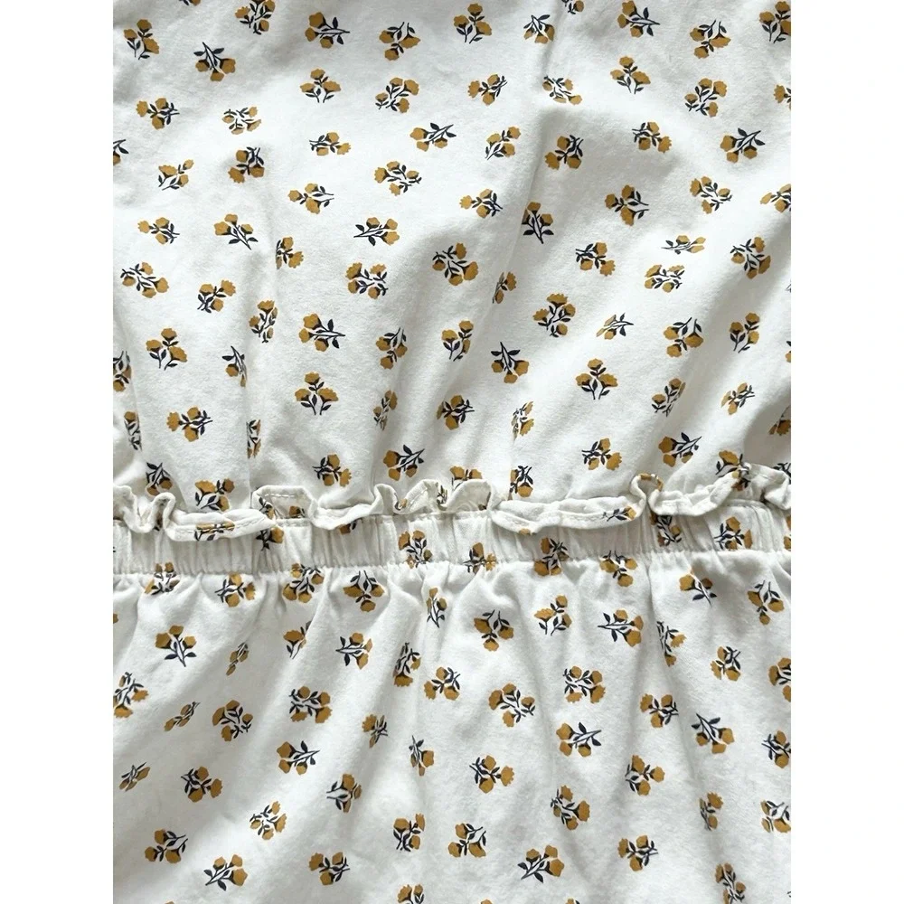 Little Lass Girls Cream And mustard Yellow Floral Hooded‎ Jacket Size 6